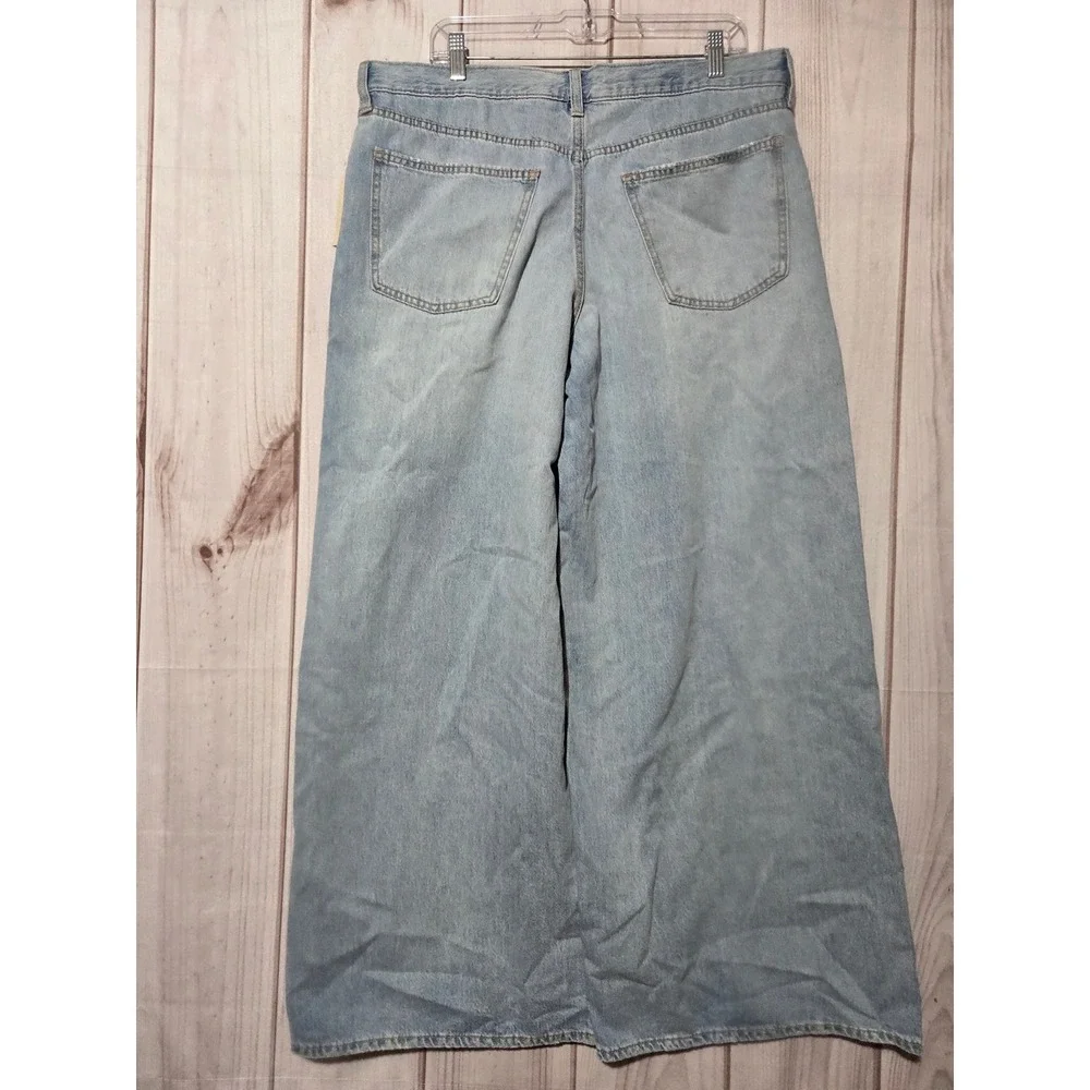 Universal Thread Super Wide Leg Jeans Light Wash Mid Rise Denim Womens 14R New - Picture 2 of 8